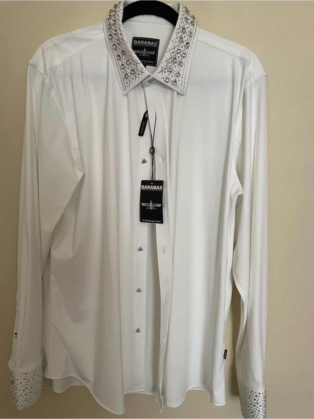 Men’s White Embellished Dress Shirt
